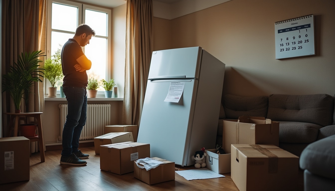 Illustration: Pourquoi respecter un temps d’attente avant de brancher un frigo après un déménagement ?