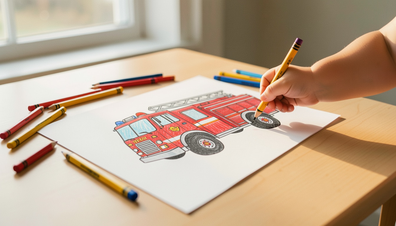 Coloriage de camion de pompier à imprimer pour enfants